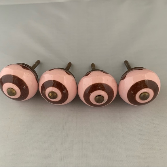 4 Pink Brown Hobby Lobby Drawer Knob Pulls Furniture Ceramic - Picture 1 of 2